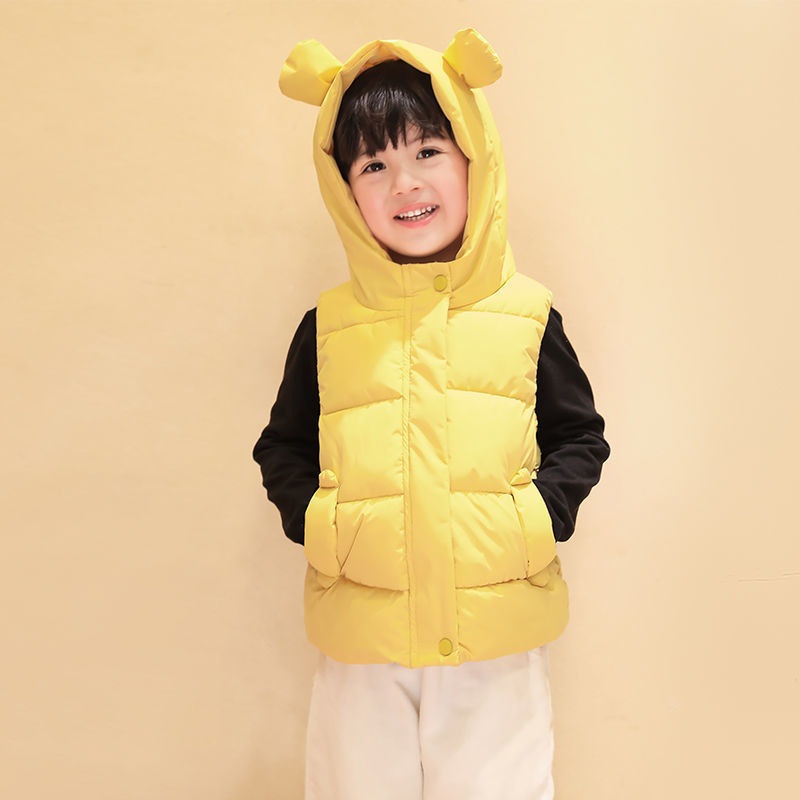 2024 nuevos niños y niñas chaleco exterior invierno Bebé con capucha chaleco cálido primavera y otoño abrigo