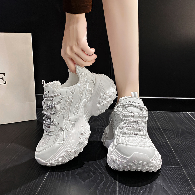 Durian Tire Sole Sequin Breathable Internet Celebrity Dad Shoes Women's Summer New Sports Casual Shoes Thick-Soled Couple Men's Shoes Durian Tire Sole Sequin Breathable Internet Celebrity Dad Shoes Women's Summer New Sports Casual Shoes Thick-Soled Couple Men's Shoes