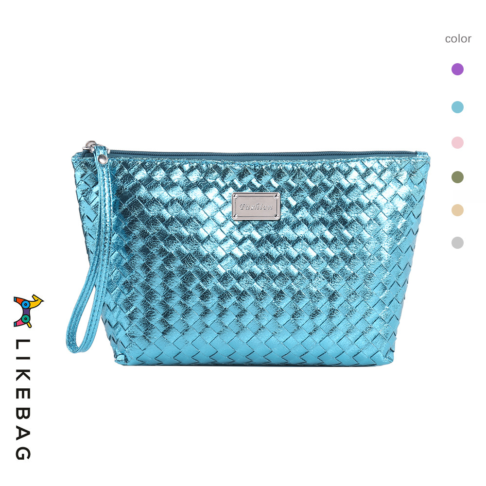 Bolsa de cosméticos de mano transfronteriza europea y americana bolsa de viaje tejida de moda bolsa de almacenamiento portátil bolsa de lavado logo puede ser añadido