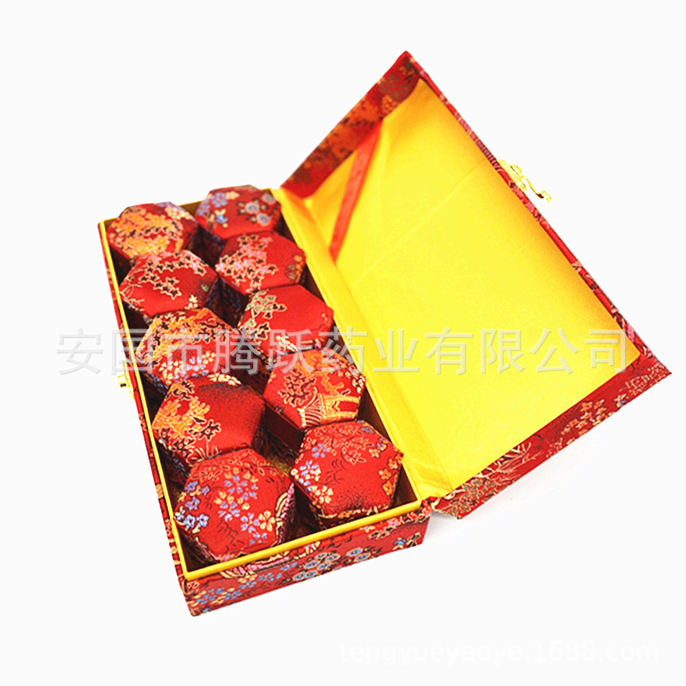 Red Brocade Gift Boxes Set of 10 Empty Packaging Boxes for Herbal Gifts and Jewelry specifications