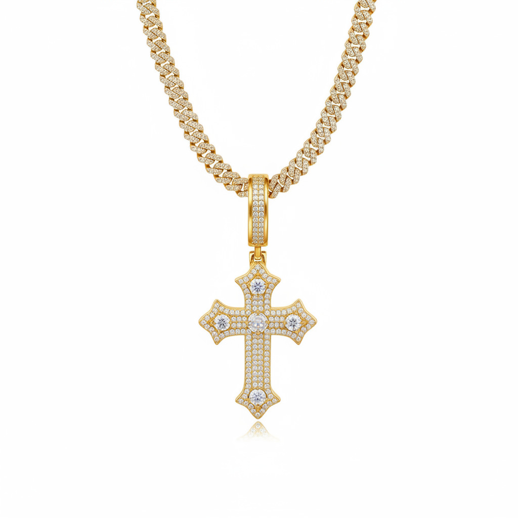 Europa y los Estados Unidos ventas transfronterizas de diamantes s925 plata colgante de cruz de estilo personalidad colgante universal