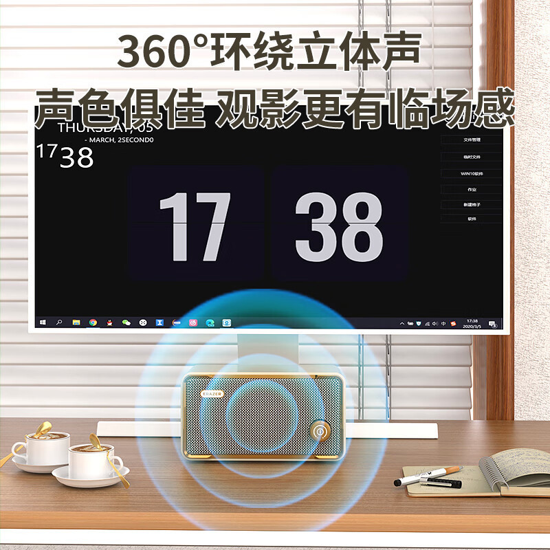 スーパーパワー レトロ Bluetooth 5.3 オーディオ ホーム高品質ポータブル デスクトップ ワイヤレス スピーカー TWS 屋外 F01|undefined