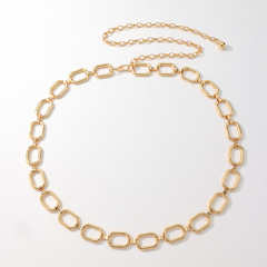 2023女士幾何橢圓圈金屬百搭簡易時尚大碼腰帶跨境通勤腰鏈