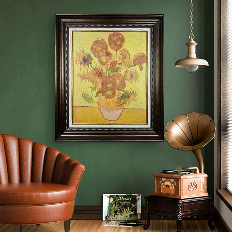 十四朵向日葵装饰画家居客厅玄关餐厅挂画世界名画复制向日葵油画