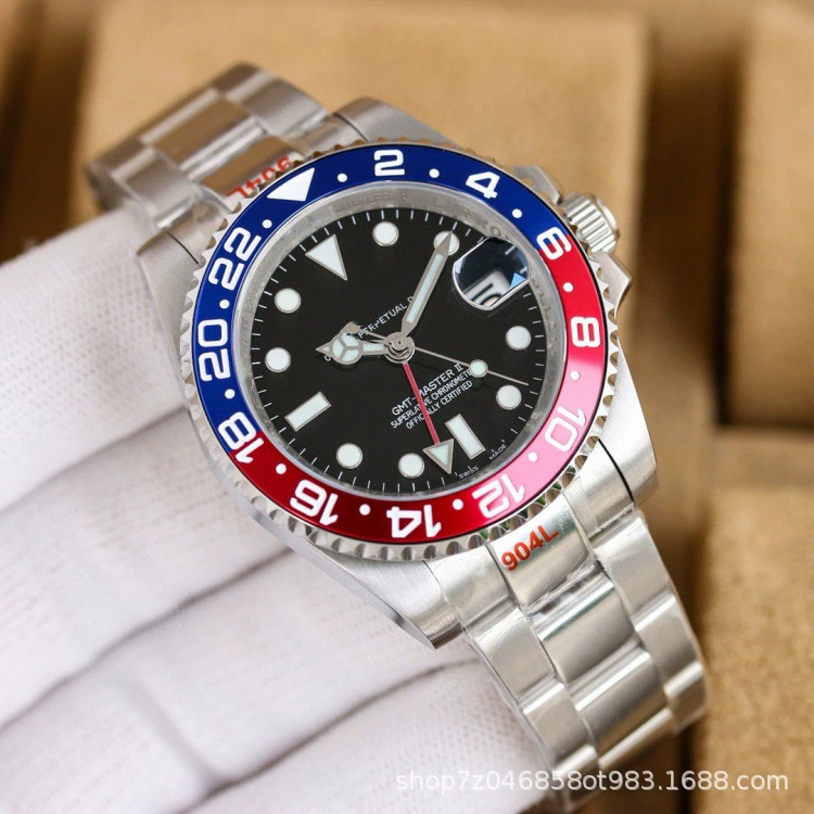 Трансграничные часы Labor Cola Circle Greenwich Circle Blue Bao Glass Зеркало Стальной Корпус A Световой Мужской Световой Полный Автоматический