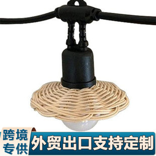 Factory Wholesale Internet-Famous Outdoor Camping Chandelier Lampshade Hand-Woven Rattan Hanging Lamp Craft String Lights Ambiance Lamp