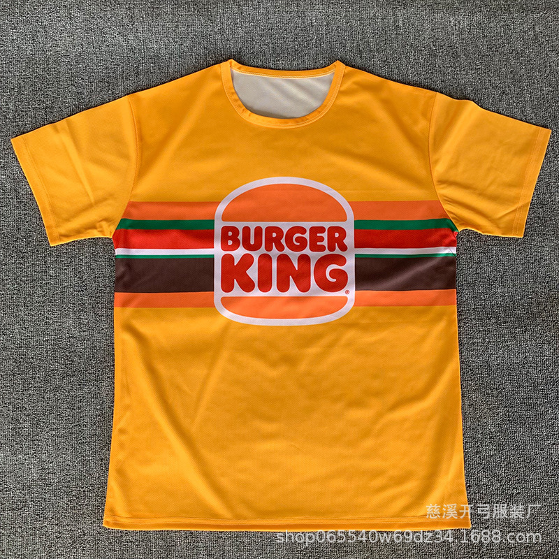 Burger King Promotional T-Shirt Customized Digital Logo Full Polyester Advertising Shirt Export Export Men and Women Same Style Round Neck Short Sleeves Burger King Promotional T-Shirt Customized Digital Logo Full Polyester Advertising Shirt Export Export Men and Women Same Style Round Neck Short Sleeves