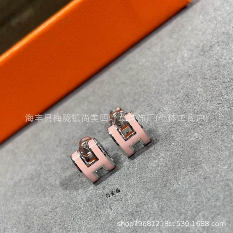精工版V金H珐琅大号项链女mini锁骨链吊坠高级时尚百搭流行女耳钉|undefined