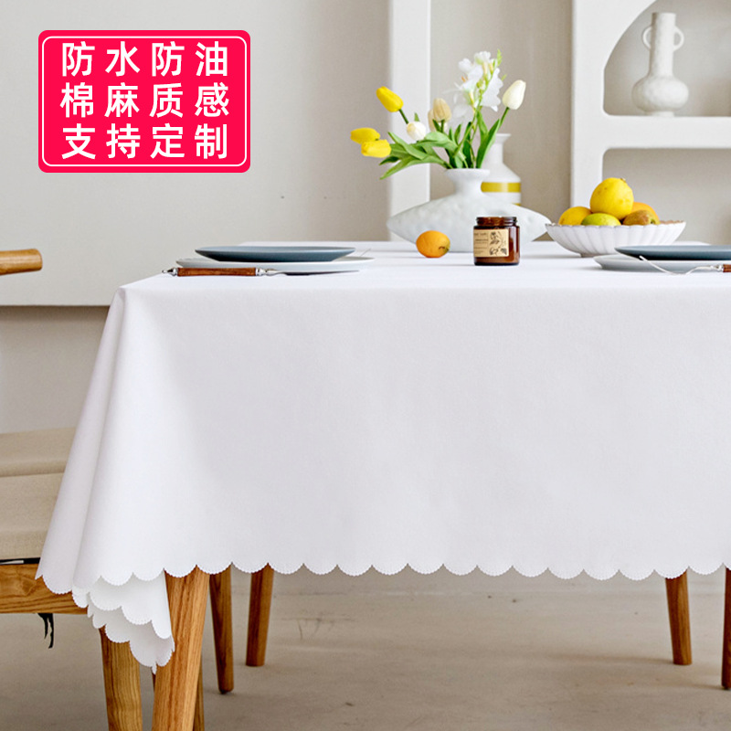 现货纯色高级感轻奢棉麻布艺桌布防水防油免洗民宿野营餐桌垫台布