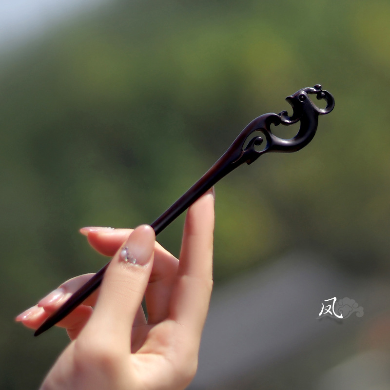 Xiangyun horquilla estilo antiguo simple diario de alto grado updo horquilla de madera nuevo estilo chino accesorios para el cabello palillos de ébano al por mayor