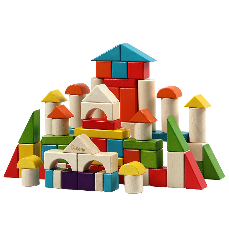 Bloques de construcción coloridos de madera de haya que ensamblar juguetes educación temprana Niños niños y niñas educativos gran partícula de madera 2-3-6 años image 5