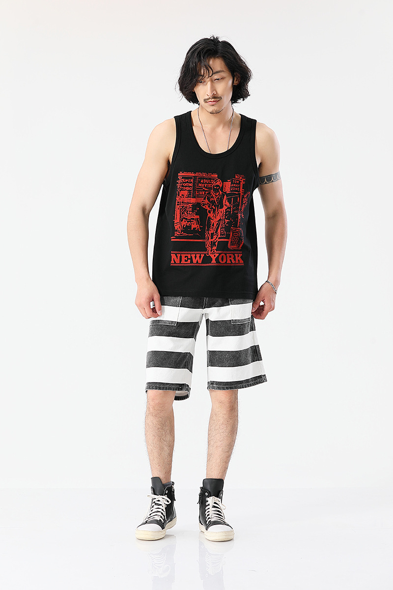 Herrenbekleidung Street-Style bedruckte Weste T-Shirt ärmelloses Unterhemd_voghion.com