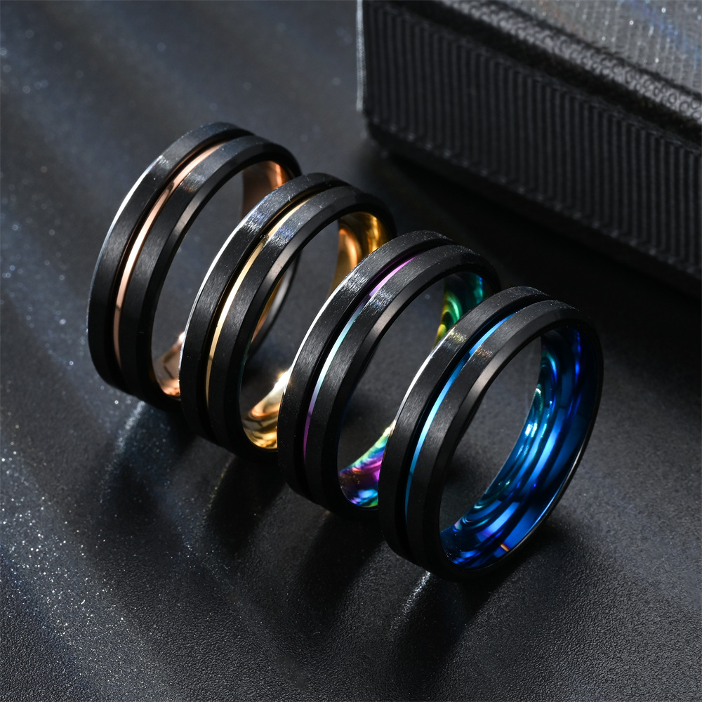 9g Weight Rings Classification Vacation Classic Style Color Block 304 Stainless Steel Plating Men's Rings Men Band Rings