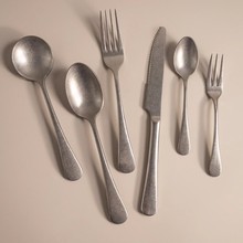 新品 复古砂光雪花西餐刀叉套装 做旧日式餐具牛排叉勺子摄影道具