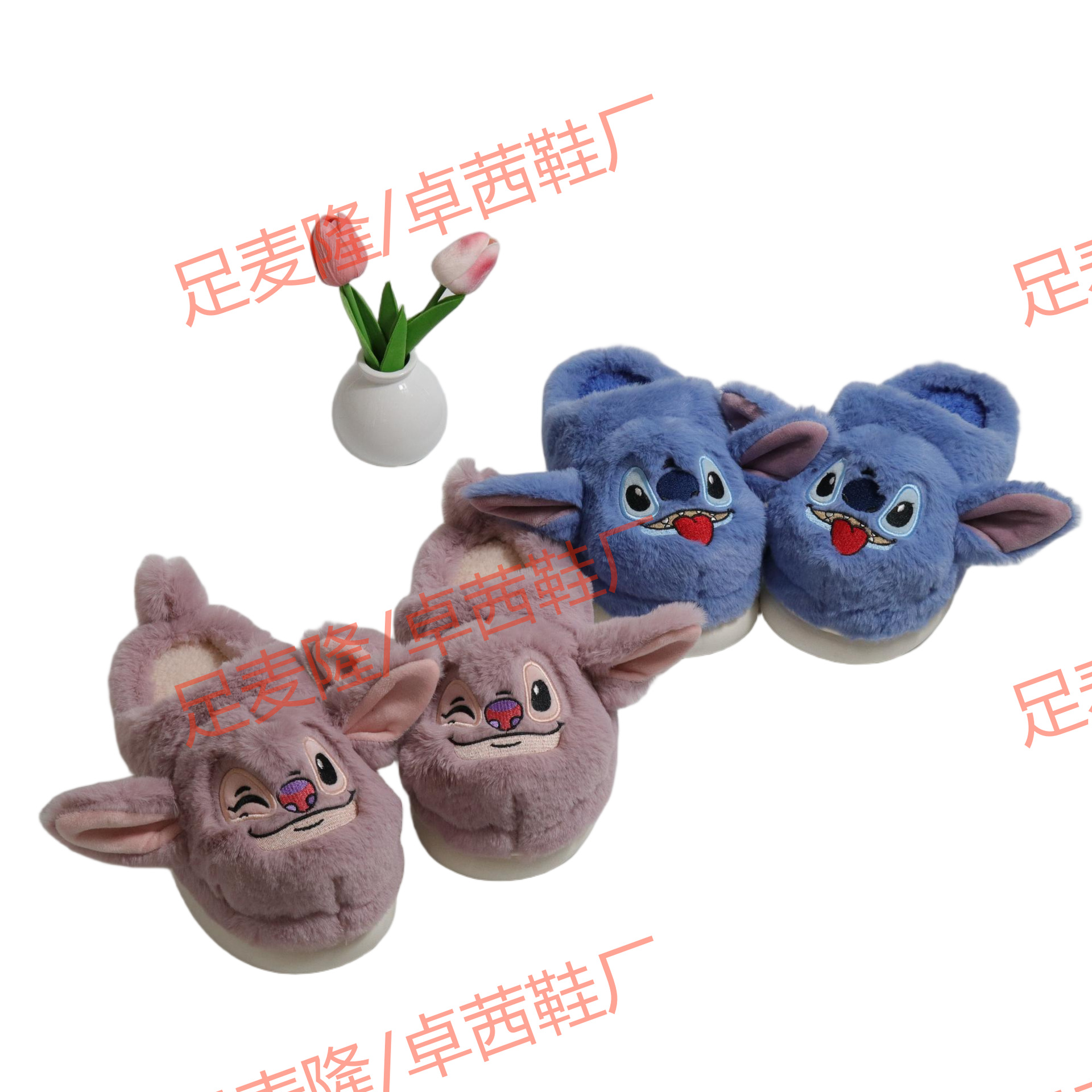 Zapatillas de dibujos animados personalizadas transfronterizas de orejas grandes para hombres y mujeres zapatillas de algodón cálido