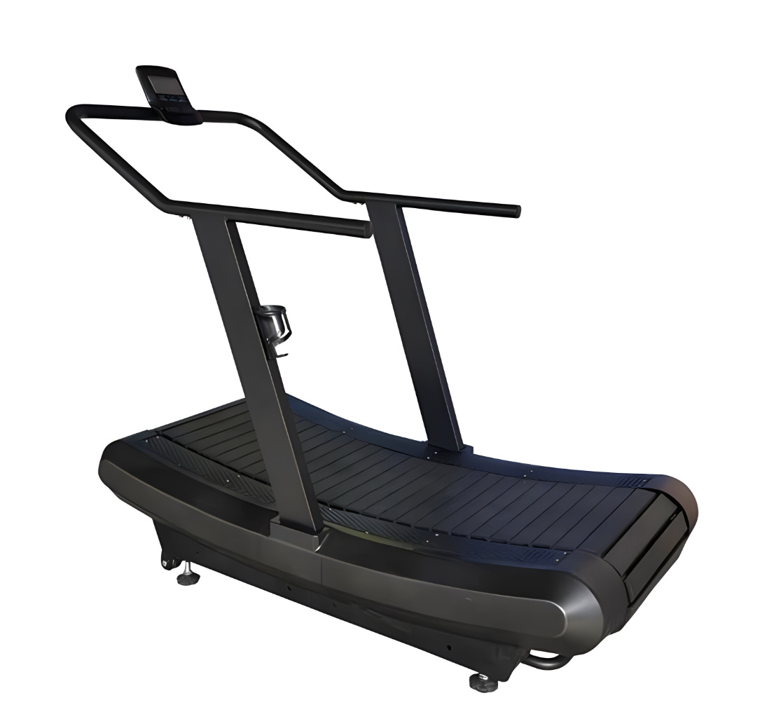 Caminadora curva comercial para gimnasio, equipo de ejercicio mecánico sin motor tipo pista para interiores, silencioso y aeróbico.