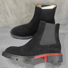 2025秋冬英伦尖头休闲鞋磨砂皮高帮男鞋韩版短靴潮反绒皮切尔西靴