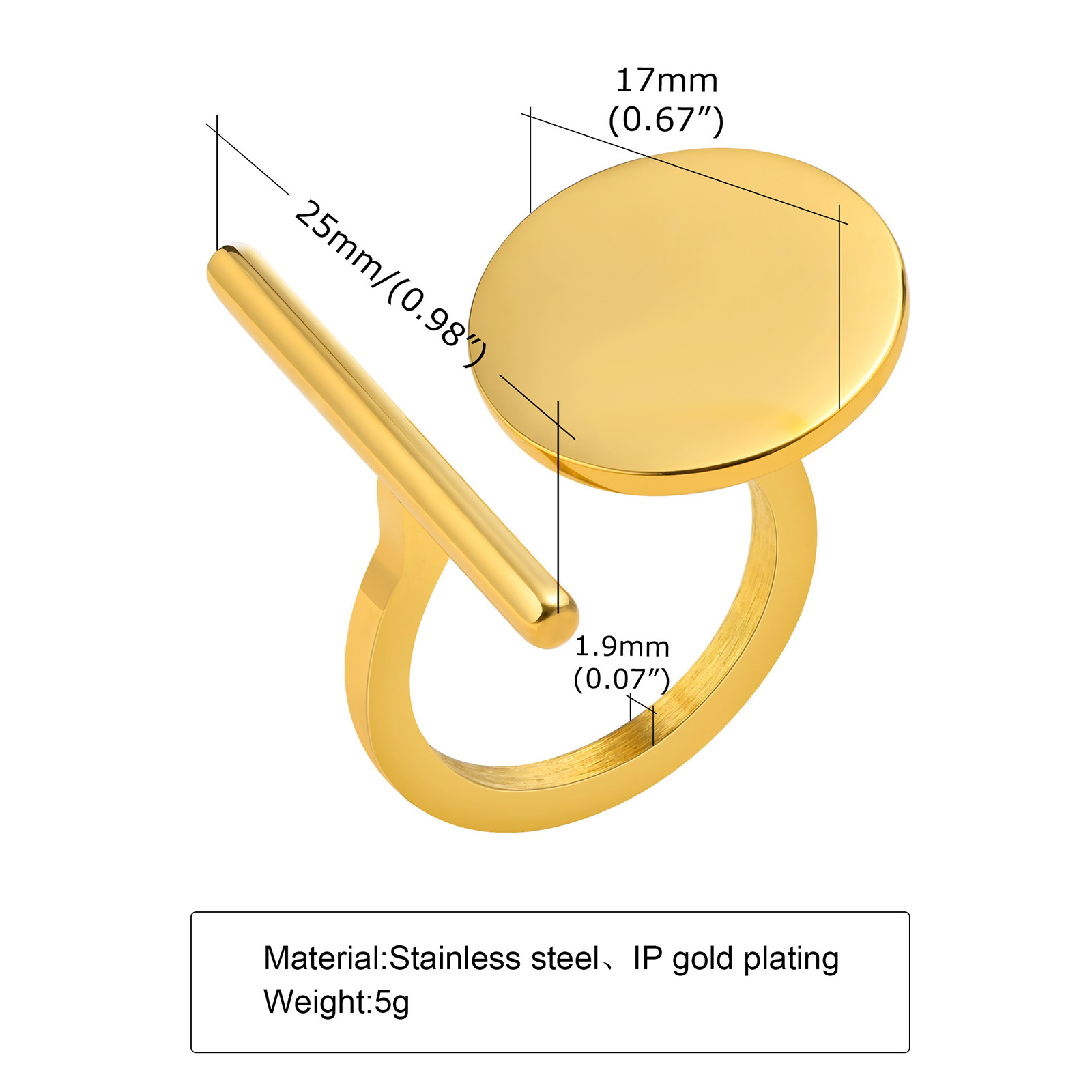 Simple Style Triangle Titanium Steel Gold Plated Open Ring