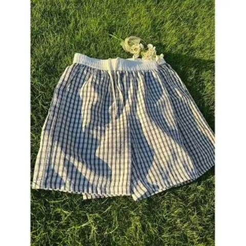 Design-Inspired Niche Plaid Bubble Gauze Men's Shorts, Summer Quick-Dry Pants, Relaxed and Lazy Style Beach Shorts