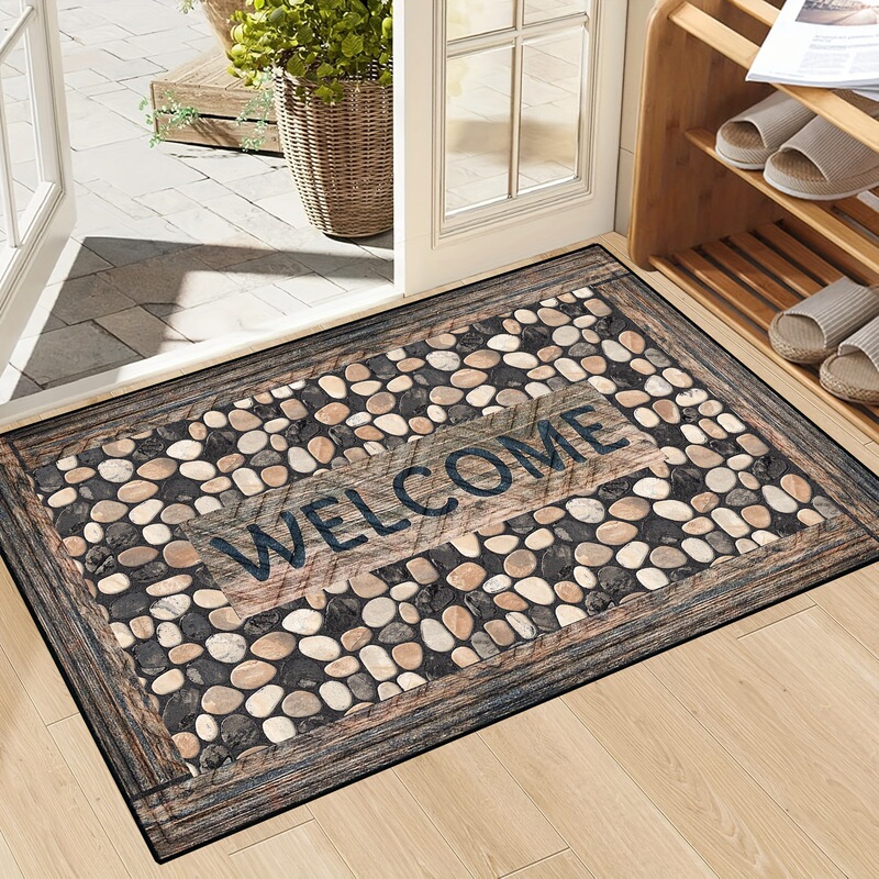 Indoor Outdoor Non Slip Doormat Wooden Stone Pattern门垫|undefined