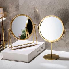 Metal iron makeup mirror student dormitory desktop standable small mirror Nordic ins style makeup mirror