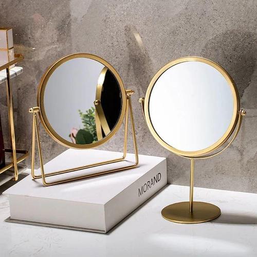 Metal iron makeup mirror student dormitory desktop standable small mirror Nordic ins style makeup mirror