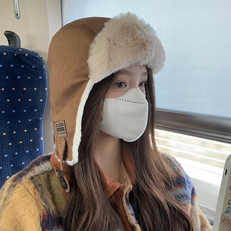 Sombrero de la mujer 2024 nuevo caliente bicicleta eléctrica de ciclismo protector de oídos de invierno acolchado grueso noreste frío rayfeng sombrero marea