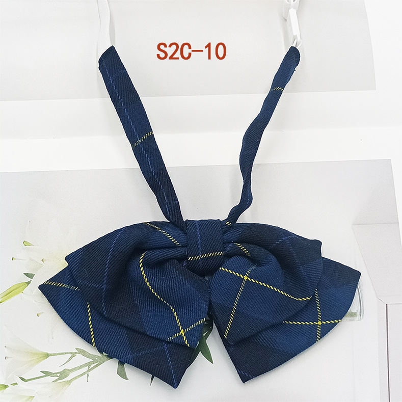 Pajarita de estilo universitario jk bowknot moda coreana casual rayas a cuadros niñas doble cuello flor spot al por mayor