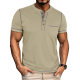 Amazon Summer Men's Round Neck Henry Short Sleeve Top European and American Men's Contrast Color Fashion Half Sleeve T-Shirt Shirt
