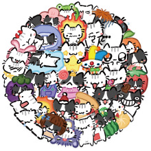 50张卡通可爱小猫透明贴纸DIY手机壳手账电脑水杯防水装饰PET贴纸