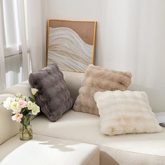 Tuscany Famous Plush Fur Sofa Pillow Cover for Living Room, Pillowcase without Core, Solid Color, Luxurious Rabbit Fur Cushion