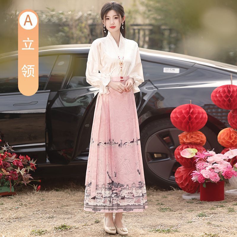新中式伴娘服2025新款马面裙套装汉服长袖国风姐妹团礼服平时可穿|undefined