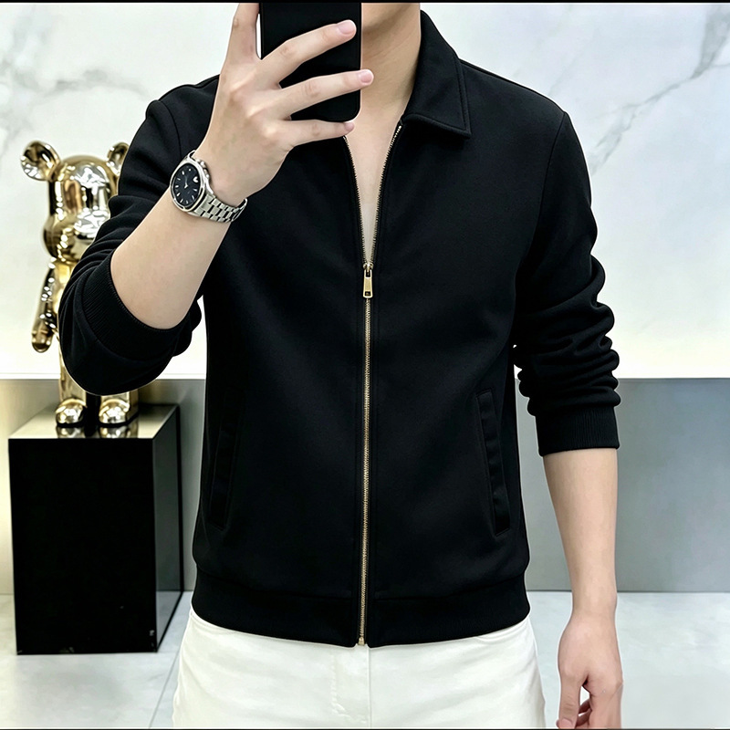 2026 Autumn Men's New Fashion Air Layer Collared Sweatshirt Zipper Long Sleeve Jacket Coat