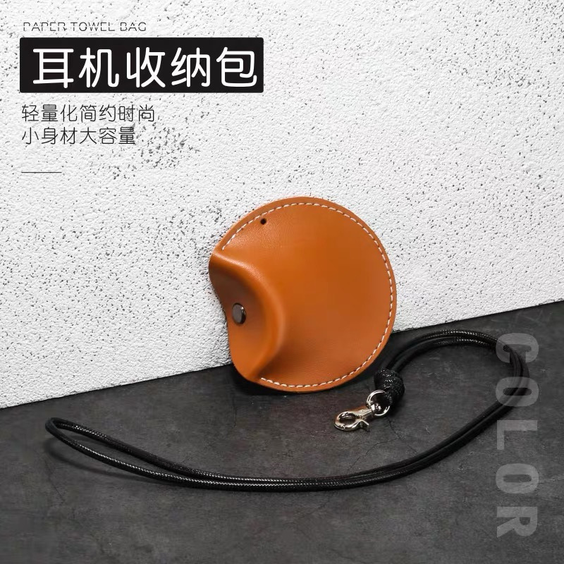首かけブルートゥースイヤホン収納袋ラウンド小銭入れコインバッグレザー小物収納袋|undefined