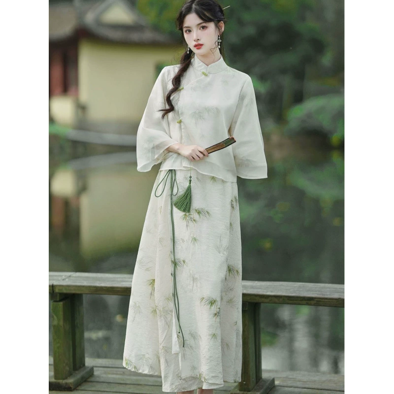 Новый летний новый китайский ретро-воротник, набор из двух частей