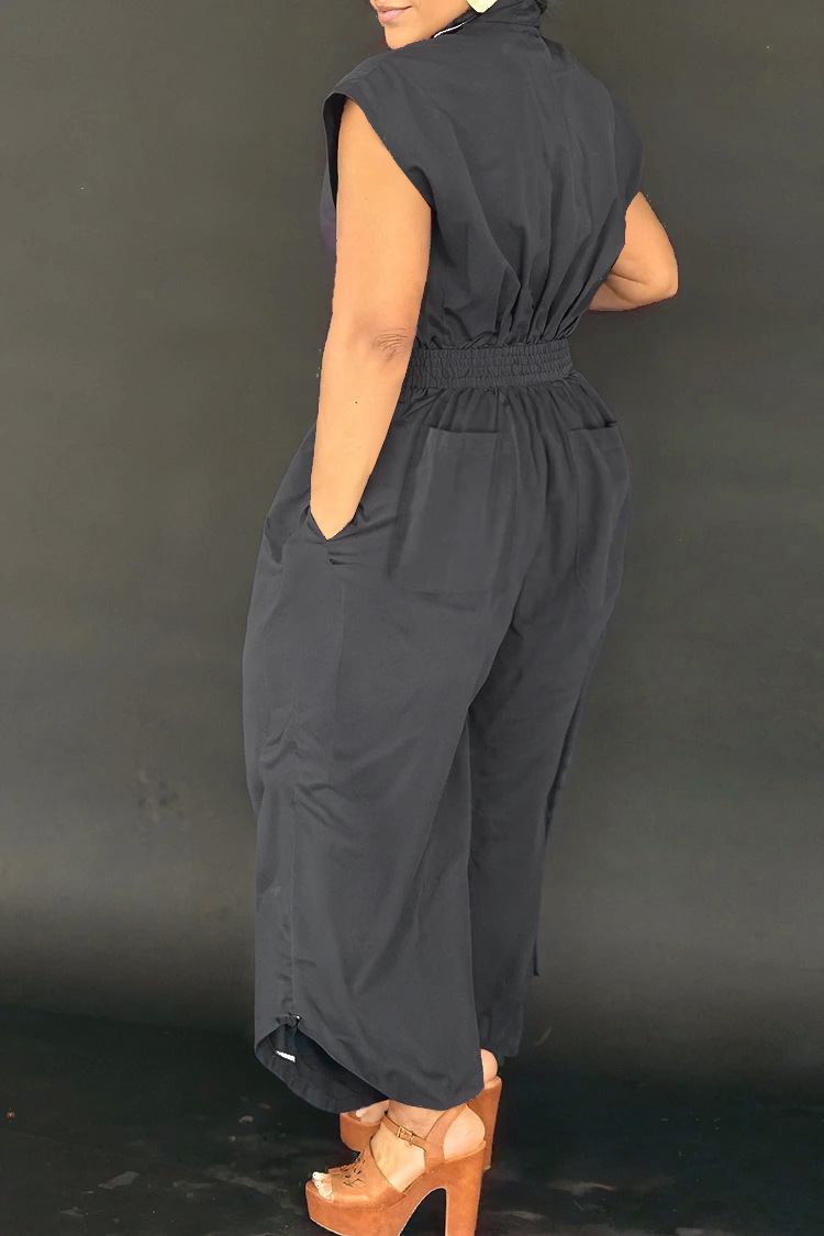 Mono mujer sin mangas con solapa y bolsillos estilo trabajo_voghion.com