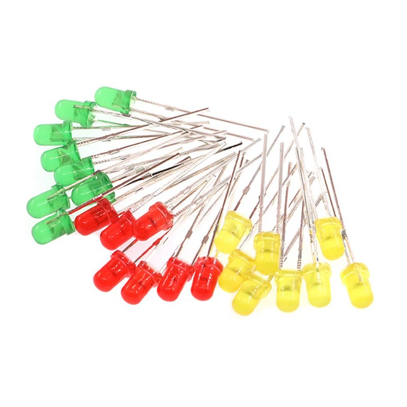 Светодиод F3MM круглая головка, белый вывод, длинные/короткие ножки, прямой вставной светодиод F3 3 мм