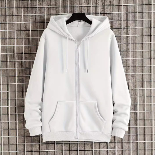 Fashion trend simple zipper hooded versatile casual jacket sweatshirt loose plastic zipper top