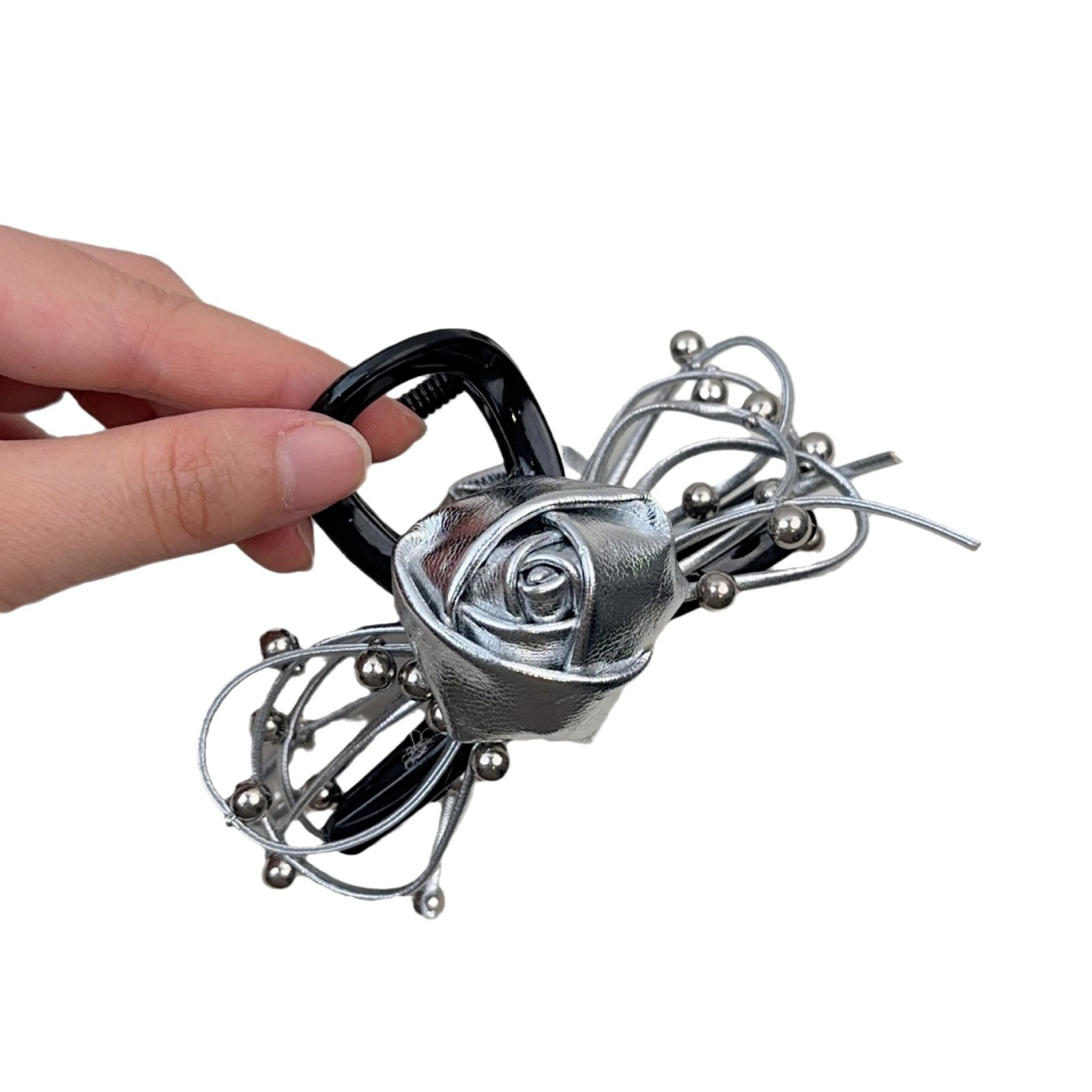 Forcina per capelli a forma di squalo di fascia alta di fascia media per donne, forcina per la parte posteriore della testa, 2024, celebrità coreana di Internet, Niche Rose Grabber_voghion.com