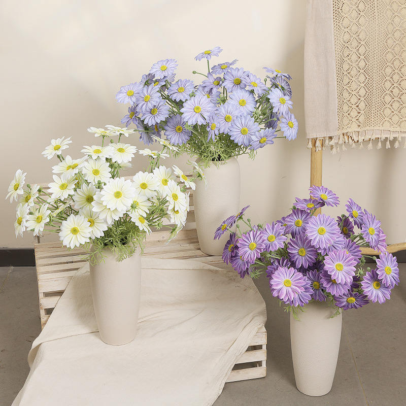 Amazon Cross-Border Small Daisy Flower Feels Moisturizing Summer Chrysanthemum Artificial Flower Living Room Decoration Cosmos Table Decoration