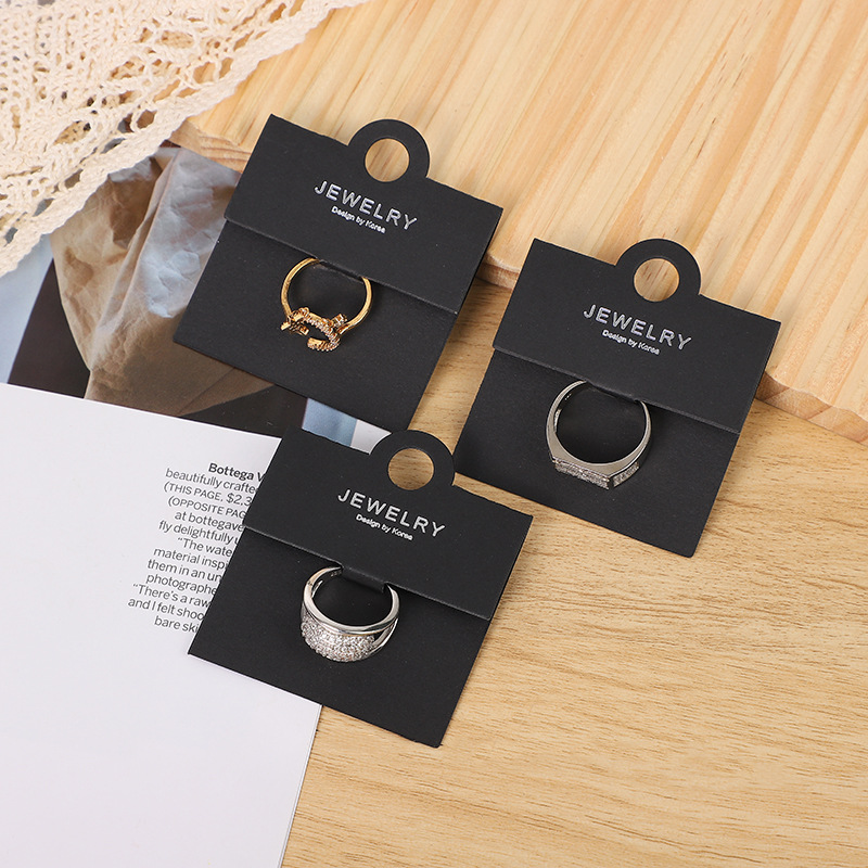 韩版黑色卡纸戒指卡纸高档烫金首饰展示卡纸现货批发