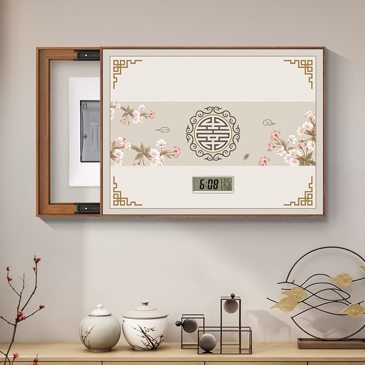 新しい中国風のメーターボックス装飾絵画、パンチングなしの絵画、配電ボックスブロックスイッチ、電気ボックスブロック吊り絵画、レストラン|undefined