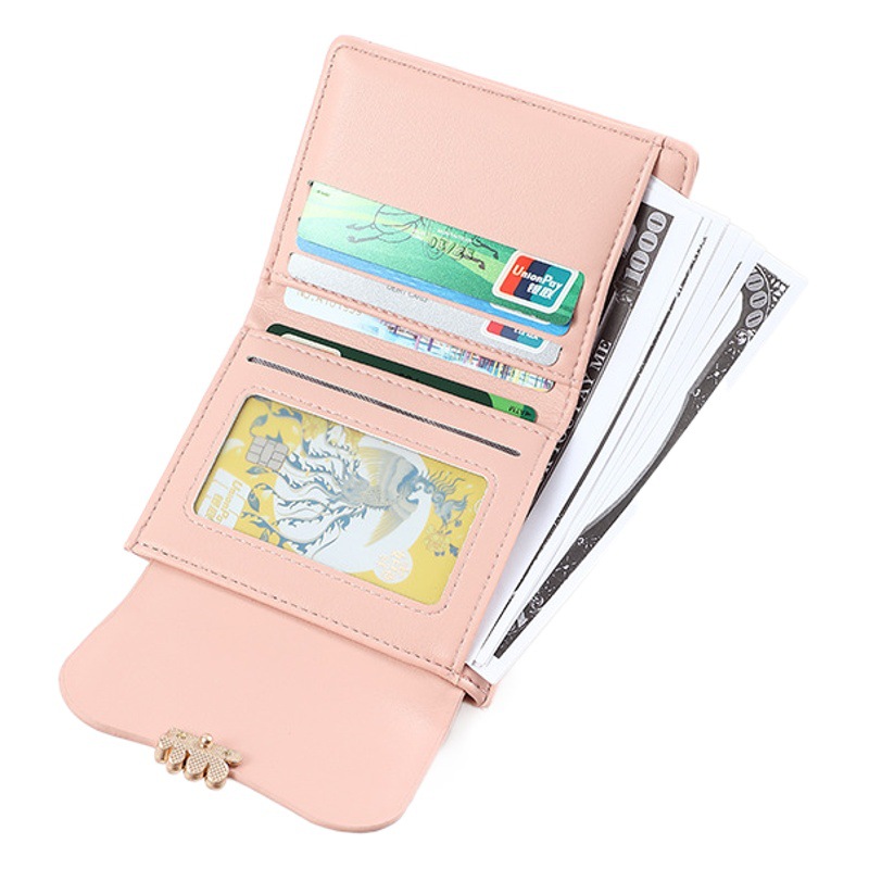 Nueva cartera de las mujeres corto simple impreso titular de la tarjeta 2024 billetera transfronteriza cremallera monedero al por mayor