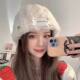 Hat Women's Pile Wool Hat Plush Autumn and Winter Thickened All-match Cold Hat Big Head Warmth Warm Face Small Knitted