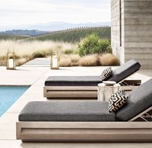 户外花园别墅泳池旁实木家具柚木日光浴躺床造型木制休闲躺椅家具