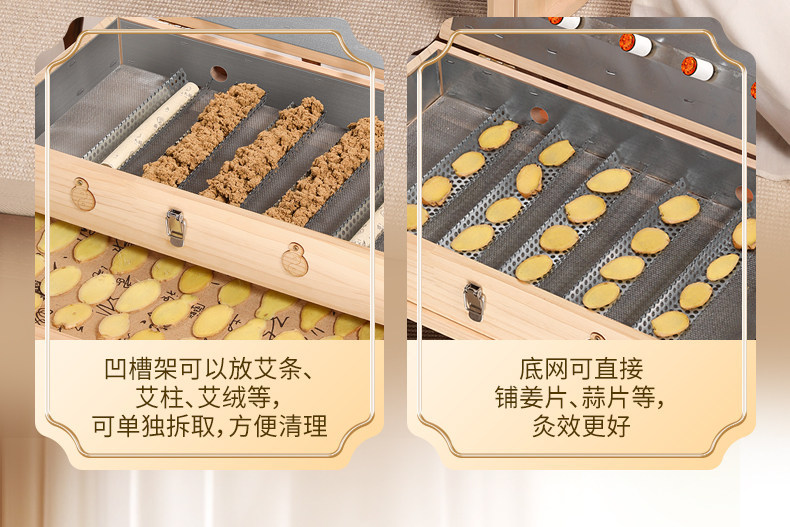 Wooden Moxibustion Box Full Body Moxa Therapy Kit with Aged Moxa Wool and Moxa Sticks for Warming Care key features