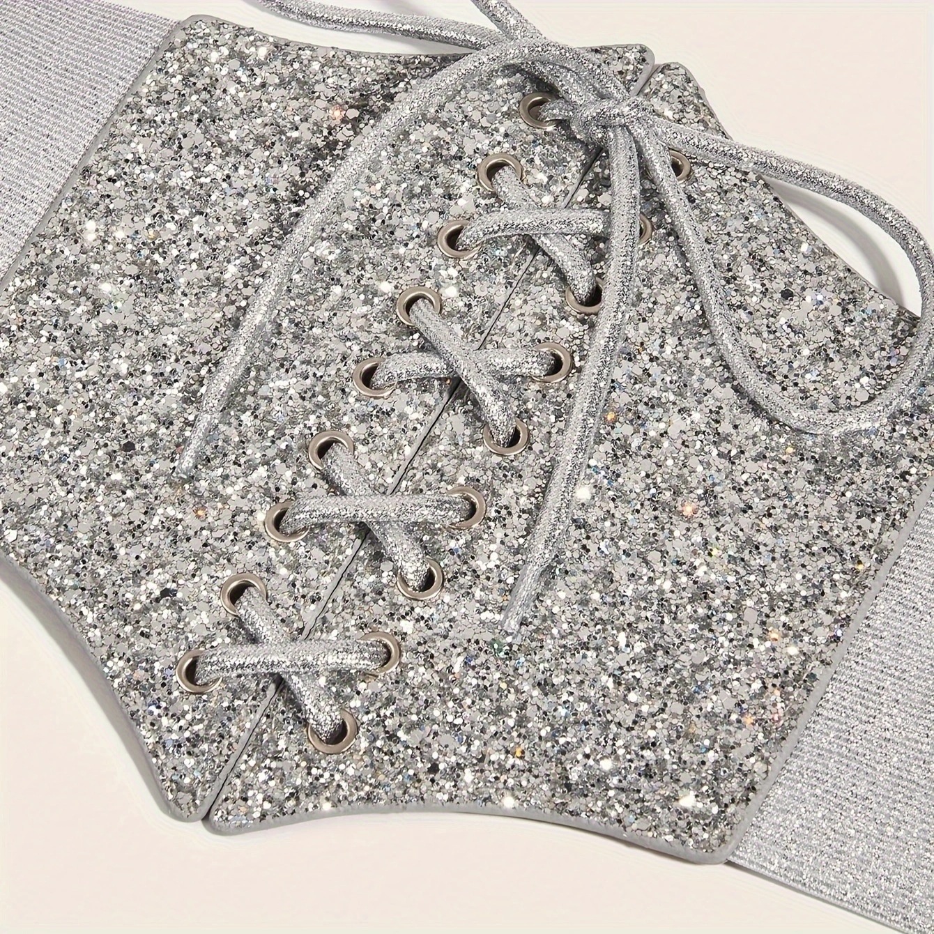 Breiter Glitzer Taillengürtel Elastisch Für Damen Kleider_voghion.com