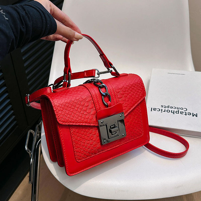 Bolso de hombro con textura de patrón de cocodrilo retro europeo y americano para mujer Bolso de mensajero casual con bloqueo de sentido avanzado