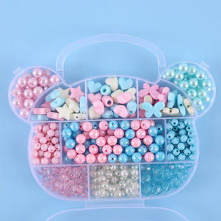 Children's puzzle toys beaded acrylic diy handmade beads bear boxed bracelet necklace making materials