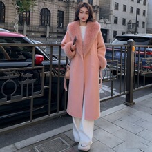 新贵气毛领赫本风毛呢大衣女2025年秋冬气质中长款西装外套呢风衣